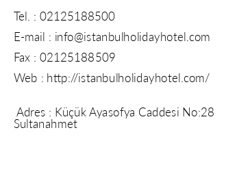 stanbul Holiday Hotel iletiim bilgileri